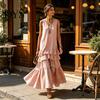 Lightweight Sleeveless Dress Women's Summer Long Tank Dress, V Neck Tiered Women Ruffle Maxi Casual Loose Flowy Beach Sundress Slimming