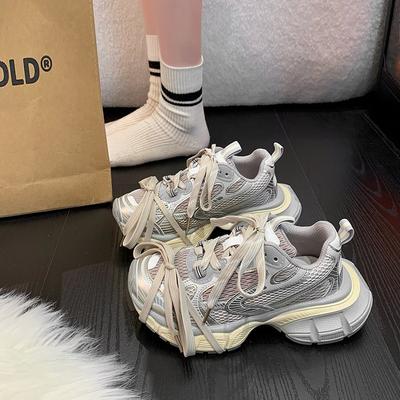 Leather Dad Shoes Women's Autumn 2025 New Platform Muffin Breathable Sports Shoes Straps Casual Shoes Ins Tide