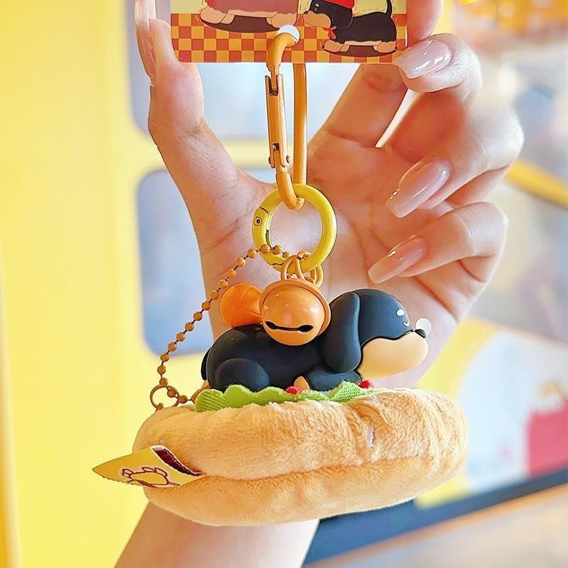 Dog Sausage Jinnew Burger Bun Plush Keychain Pendant With Magnetic Attraction