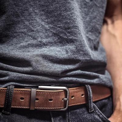 Vintage Handmade Top Grain Cowhide Belt - Men's Distressed Genuine Leather with Pin Buckle