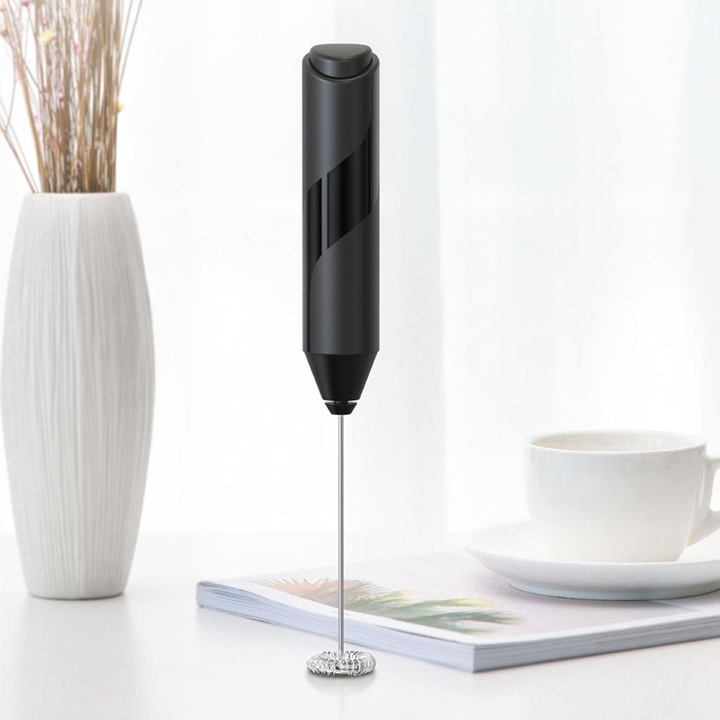 Electric Milk Frother Handheld Stainless Steel Mini Foam Maker for Coffee Hot Chocolate Black