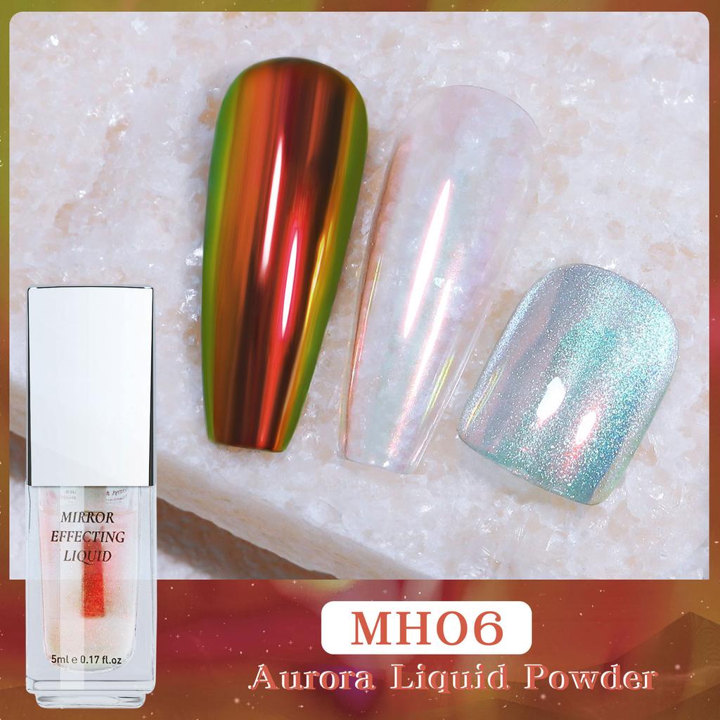 5ml Magic Chrome Liquid No Dust Aurora Powder Chrome Metallic Mirror Effect Nail Gel Polish Lacquer Paint Semi Permanent