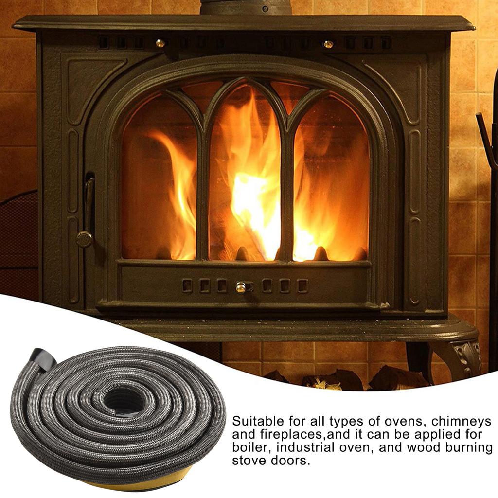 Fiberglass Stove Rope Seal 2m Long with 10mm Flat and Round Shape for Home Stove Oven Fireplace High Temperature Resistant