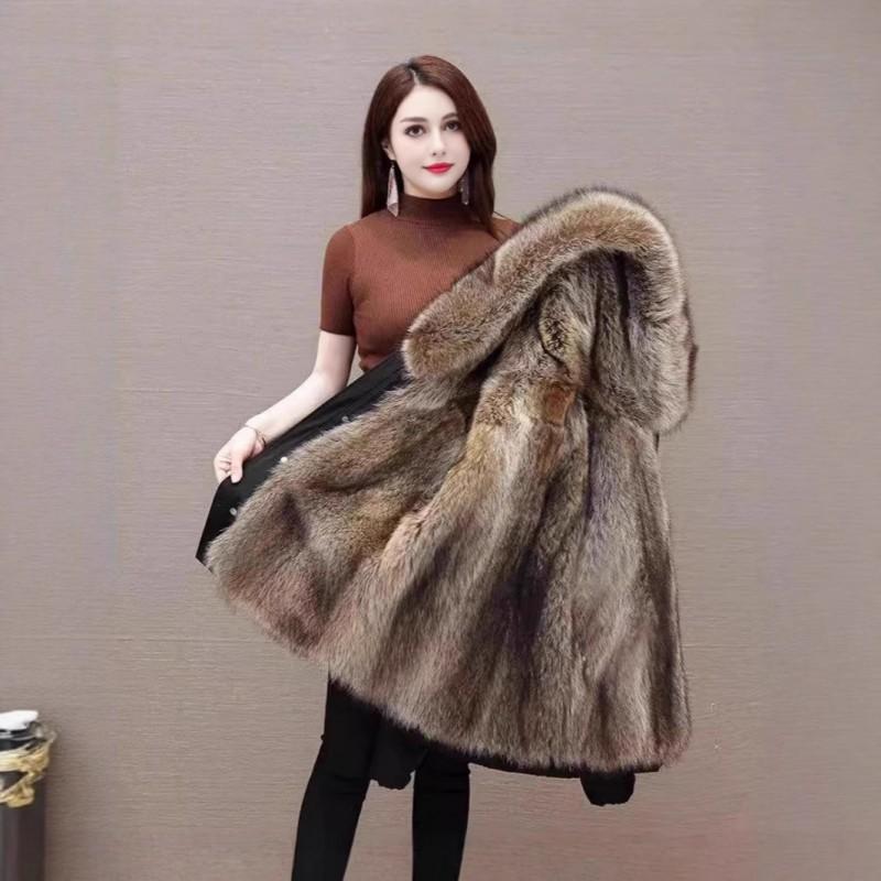 Womens Short False Fur Parka Hooded Outdoor Windbreaker Jacket 2026 Winter Street Style