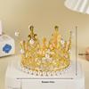 Gold Alloy Pearl Diamond Crown Cake Topper - Birthday Decoration Accessory