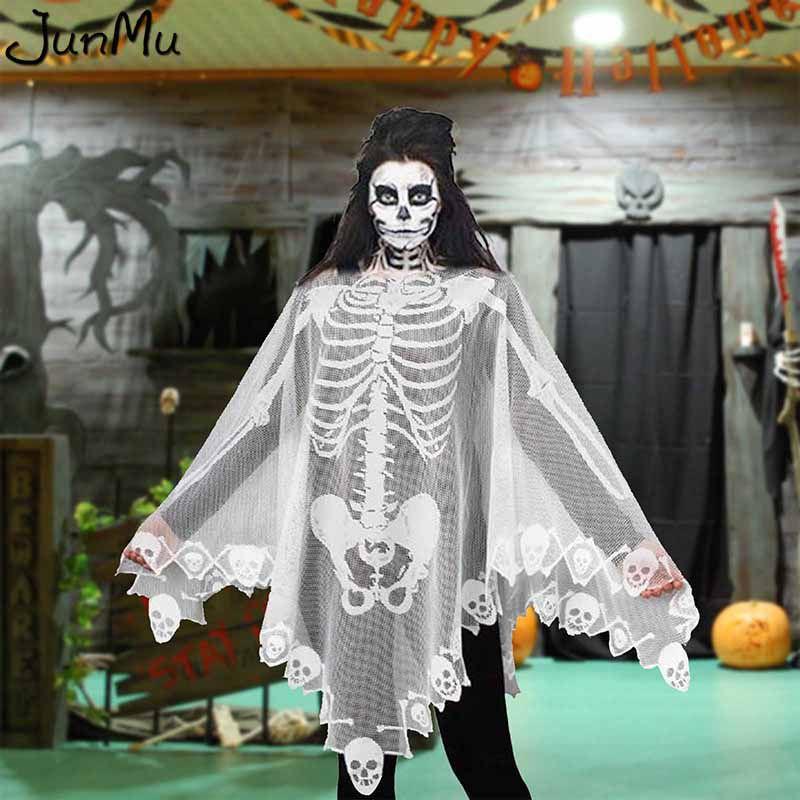 Skull Lace Halloween Shawl Womens Gift Props Loose Cape Party Costume Stage