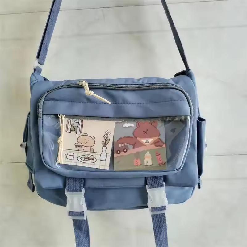 Nylon Crossbody Bag for Girls School Japanese Transparent Bookbag Pocket Women Handbag Shoulder Messenger Satchels