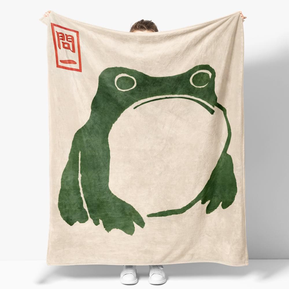 

Japanese Matsumoto Hoji Ukiyo-e Frog Flannel Blanket Warm Soft comforter Vintage Frog Throw Blankets Bedroom Room Decor 30x40in