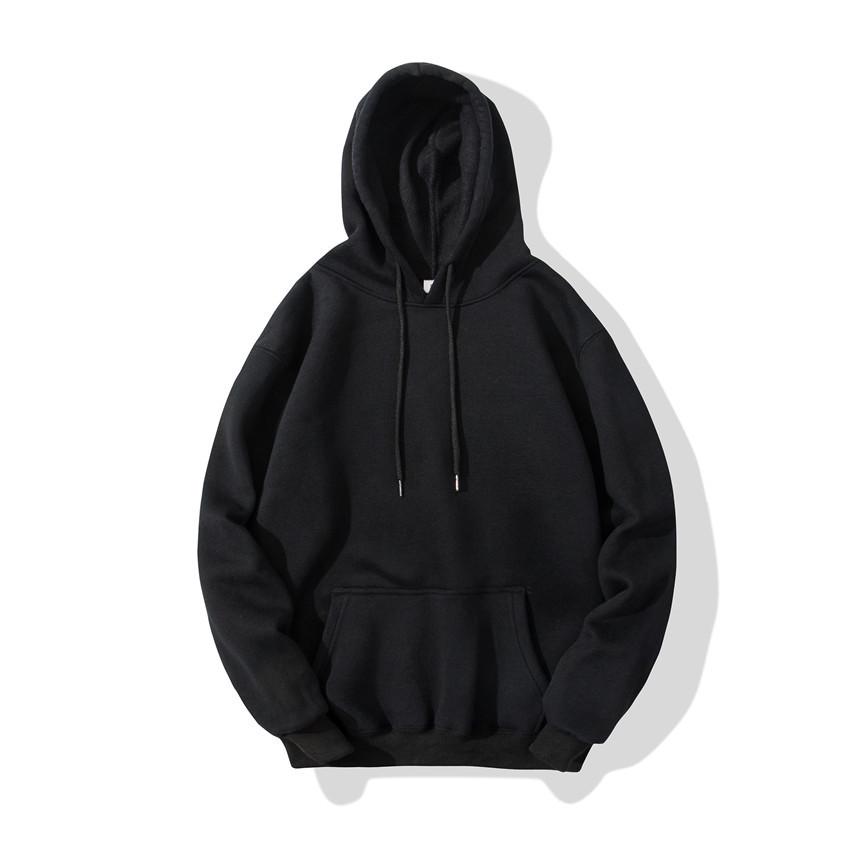 Unisex Solid Color Ribbed Cuff Hoodie Sweatshirt