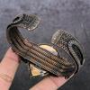 Cameo, Moonstone Handmade Copper Wire Wrap Cuff Bangle Adjustable e3c07