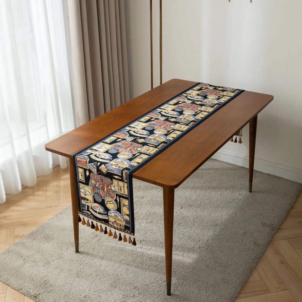 Jacquard Blue Table Runner for Dining Decoration Home Tea Table Runner Table Cover TV Cabinet Bed Runner