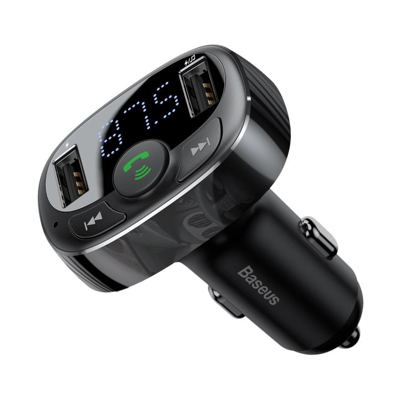 

Baseus FM Transmitter Bluetooth Aux Audio MP3 Player FM Radio Dual USB Quick Charge Car Charger FM Modulator Handsfree Car Kit чёрный