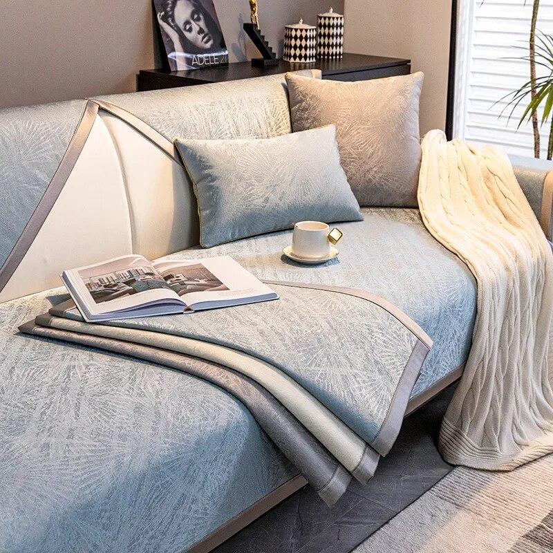 Moderne Chenille-Sofamatte, Jacquard, staubdicht, rutschfest, dicke Rückenlehne, Handtuch, hautfreundlich, Heimdekoration, Kissen für Wohnzimmer