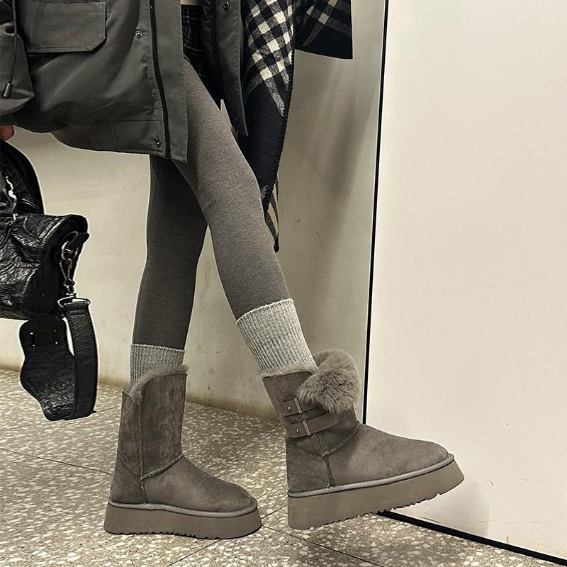 

Women s fashion lightweight thick sole winter warm snow boots fur one non-slip casual sports cotton boots sneakers 40 серый