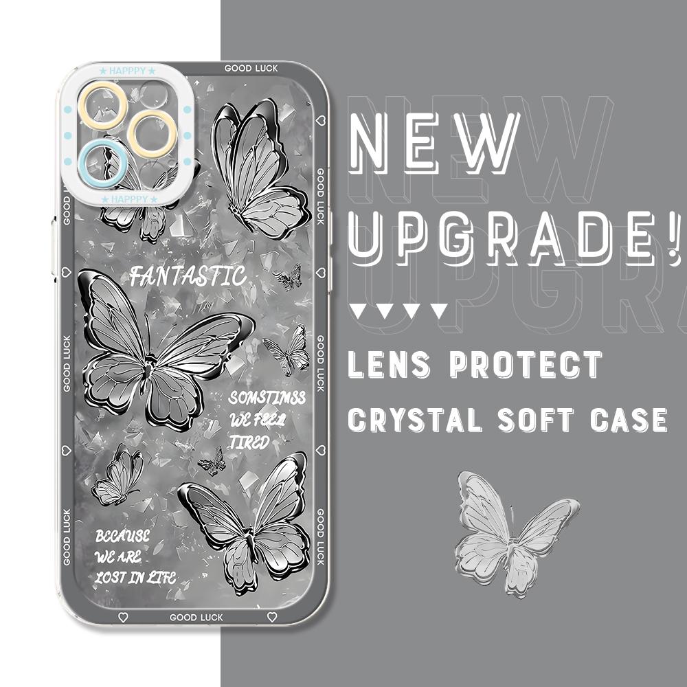 Shockproof Cartoon Painted Pattern Crystal Phone Case Transparent Soft Full Cover Camera Protection Cover for OPPO Huawei Honor Infinix Tecno Moto