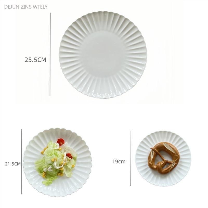 Creative Ceramic Tableware White Ceramic Plates Flower-shaped Salad Plates Home Steak Pasta Dinner Plates Kitchen Accessories