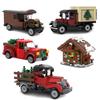 Spot MOC-126375 Caminhão de árvore de Natal 130694 casa pequena montagem de blocos de construção de partículas pequenas vila de inverno carro brinquedo DIY