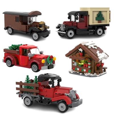 Spot MOC-126375 Weihnachtsbaum-LKW 130694 kleines Haus kleine Partikel Montagebausteine Winterdorf Auto DIY Spielzeug