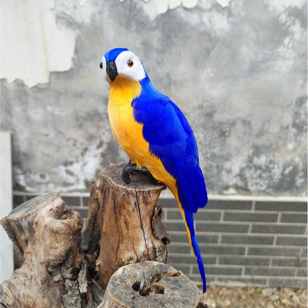 Colorful Large Parrot Decorative Ornament with Feathers