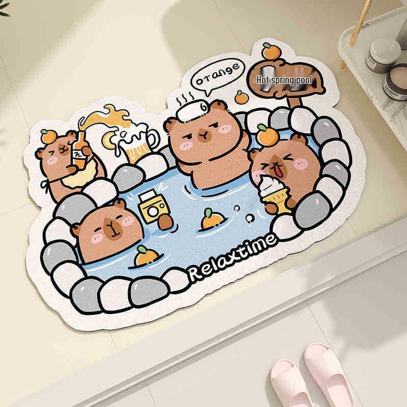 Cartoon Diatom Absorbent Anti-Slip Mat for Bathroom, Kitchen, Door, or Toilet