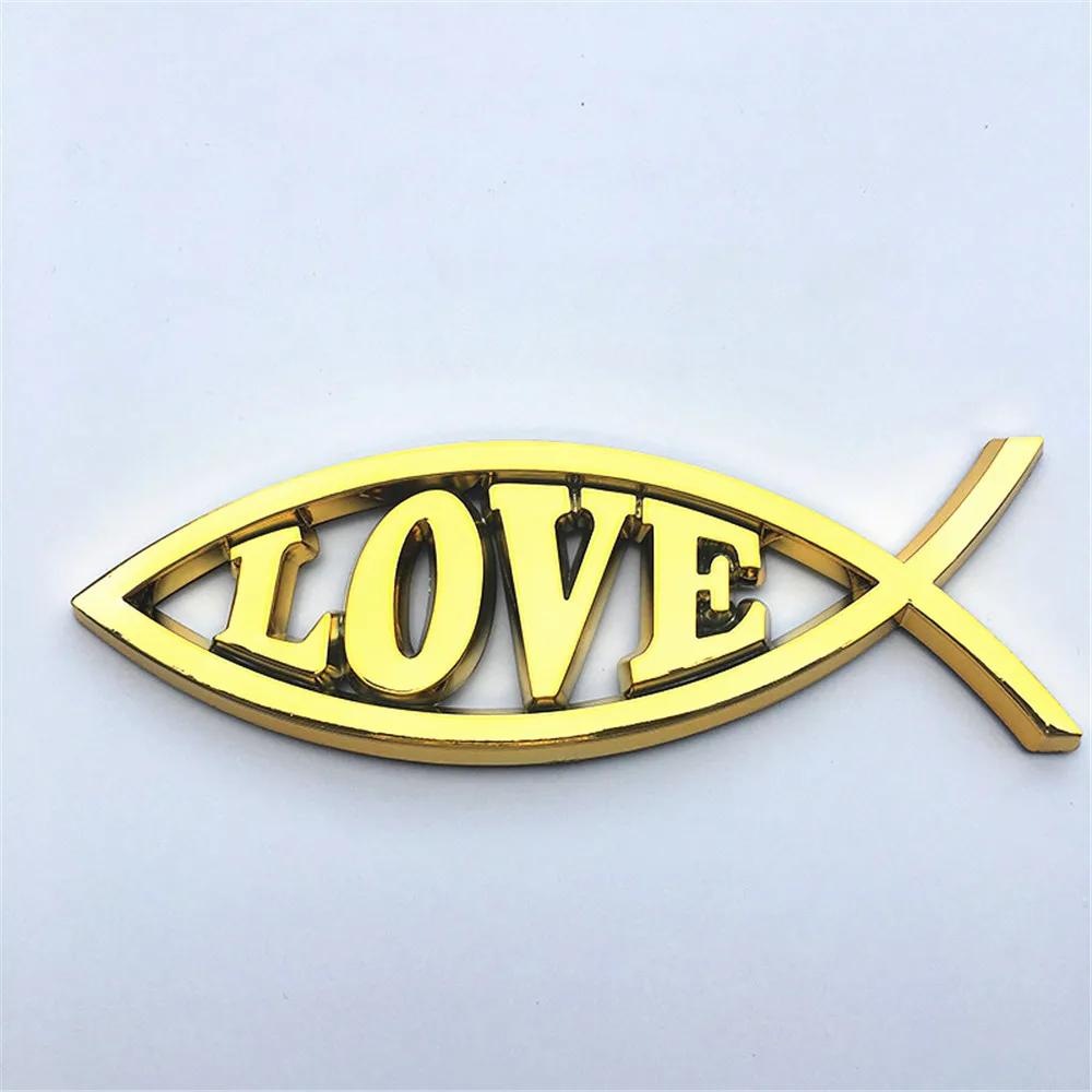 1PCS 14x4.5cm JESUS Fish Silver chrome Christian crafts ABS Car Sticker PEACE FAITH Emblem 3D Badge Decal Auto Accessories