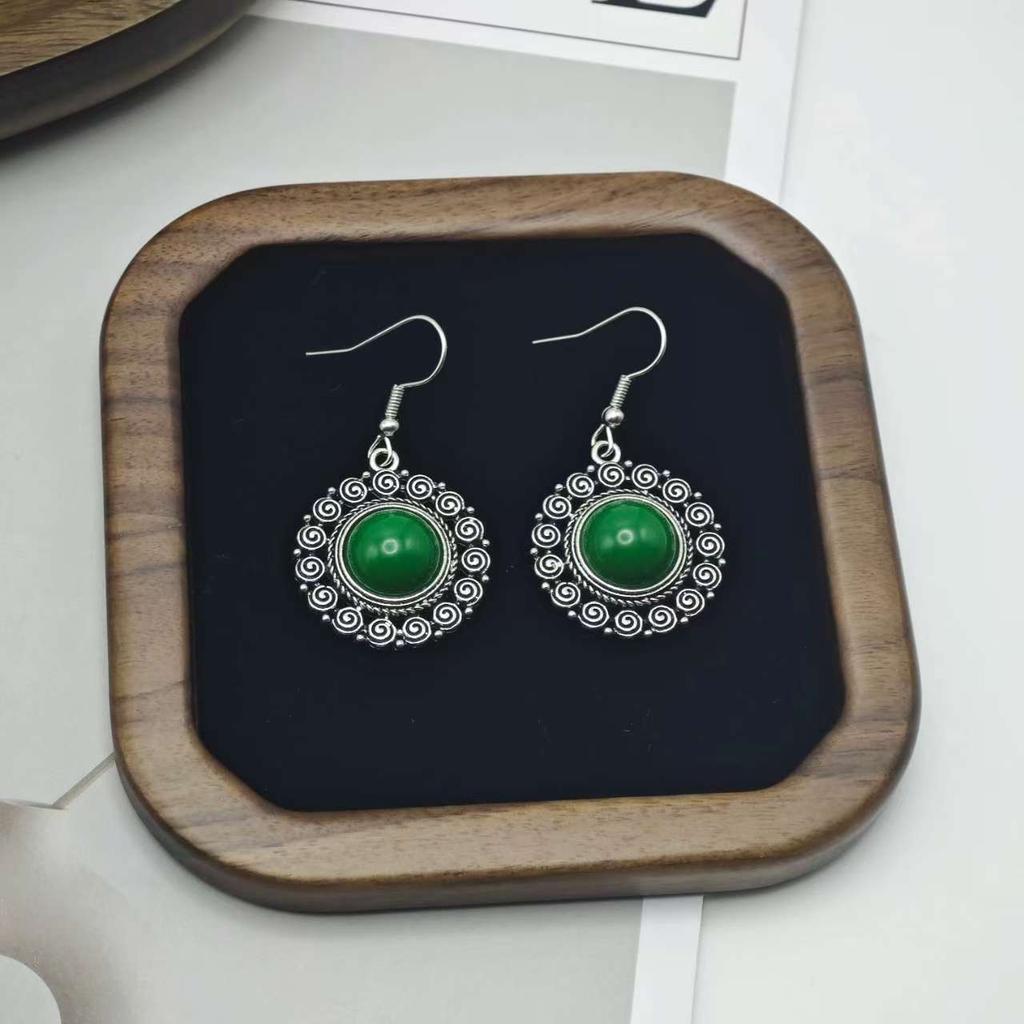 Böhmische ethnische Ohrringe Türkis geometrische hohle Fransenohrringe Ohrringe Frauen