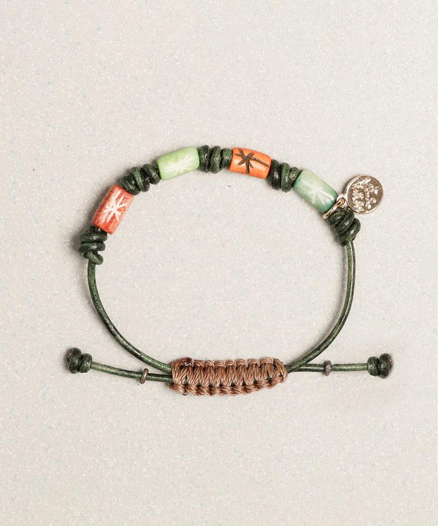 Towtow Archive Ethnic Sun Bracelet Green