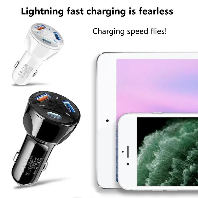 Hot Selling One To Three Car Charger, Cigarette Lighter, Super Fast Charging, Dual USB+PD Interface Car Charging Head