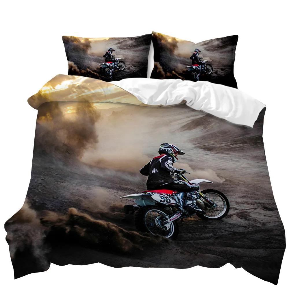 Motocyklová sada povlaku na přikrývku Závodní motocykl Povlak na přikrývku Motorka Vozidla Extrémní sport Měkký polyesterový povlak na přikrývku Velikost Queen