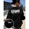 Short-Sleeved T-Shirt with Front And Back Prints, Embodying The Concept of Karma, KARMA Women'S Trendy Casual Tee