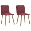 VidaXL Dining Chairs Set of 2 Burgundy Red Fabric, Chair, Living Room Chair, Accent Chair, Kitchen Chair, Seat of 4101147