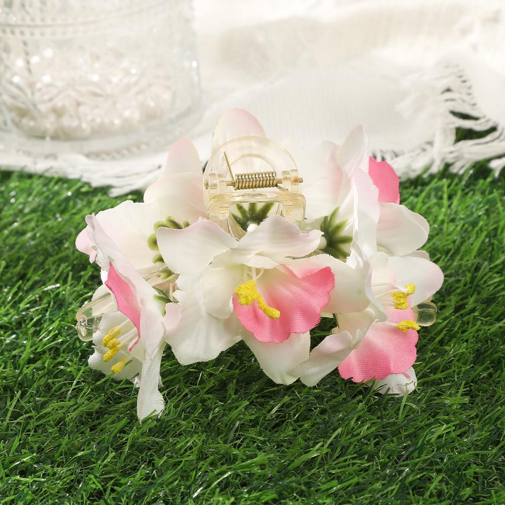 AWAYTR Magnolia Lily Hair Claws Artificial Floral Hair Clips Crab For Women Girl Gift Hair Accessories Valentine Headwear