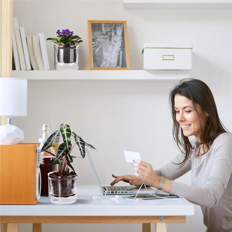 4 Inch Self Watering Pot,African Violet Pot,Bottom Watering Glass Planter For Indoor Plants And Progagation