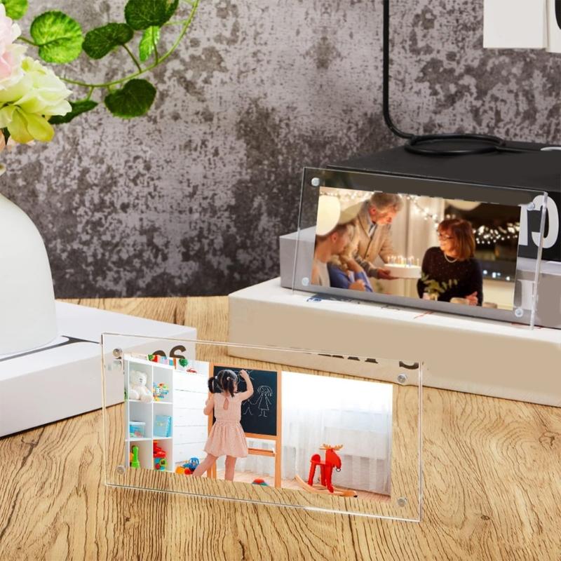 Acrylic Stamps Holder Clear Magnetic Closures Dustproof Coin Display Case Dollar Bill Currency Frame For Home Office