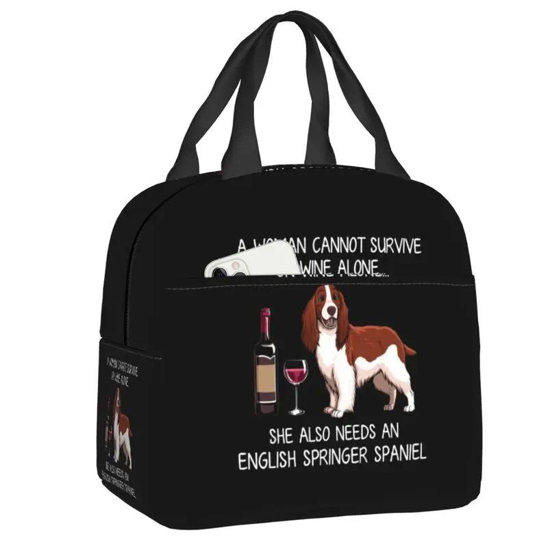 Bichon Frise And Wine Funny Dog Portable Lunch Box Waterproof Pet Puppy Thermal Cooler Food Insulated Lunch Bag Office Work