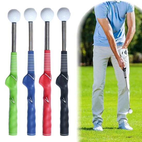 Retractable Golf Swing Training Aid Portable Grip Trainer with Click Feedback for Right And Left Handed Golfers Warm Up Stick