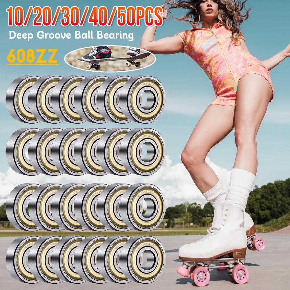 50-10pcs 608ZZ Deep Groove Ball Bearing 8x22x7mm Double Shielded Miniature High-carbon Steel Single Row 608ZZ ABEC-7
