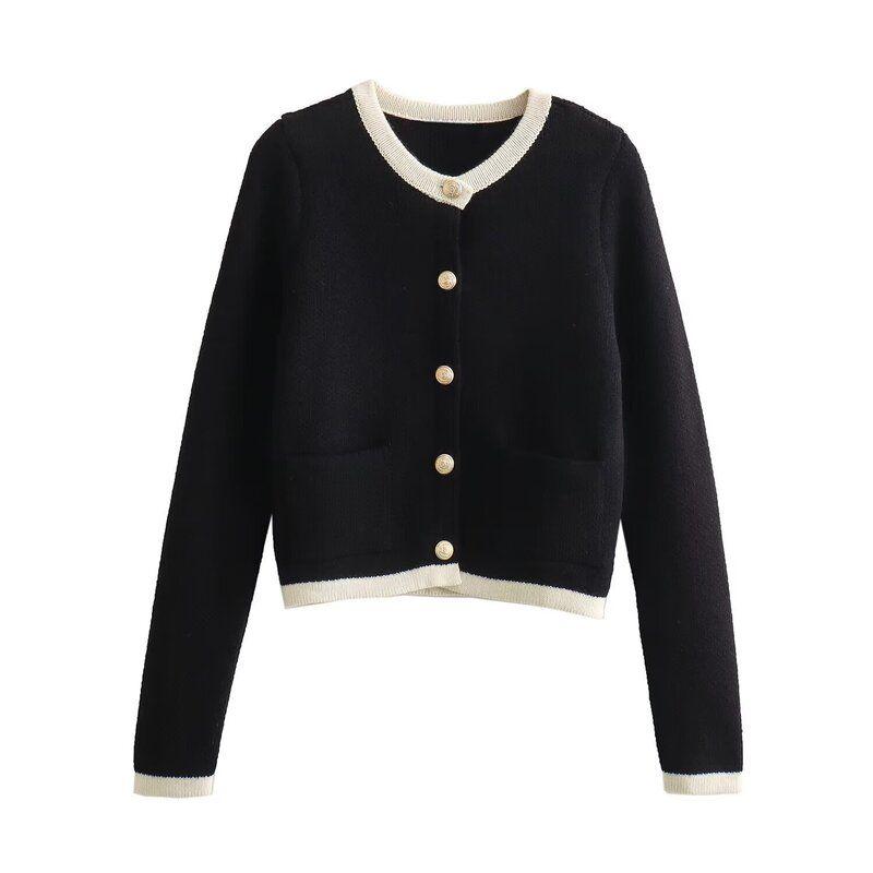 Fashion Style 2024 Spring New Arrival Women's Clothing Slim Looking Easiest for Match Button Decoration Long Sleeves Knitting Cardigan 06427034