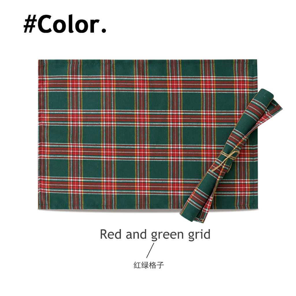 2026 1PC Red Tablecloth Plaid Table Runner Placemat Heat Insulation Mat Christmas Fabric High Temperature Resistant Home Coaster Decoration