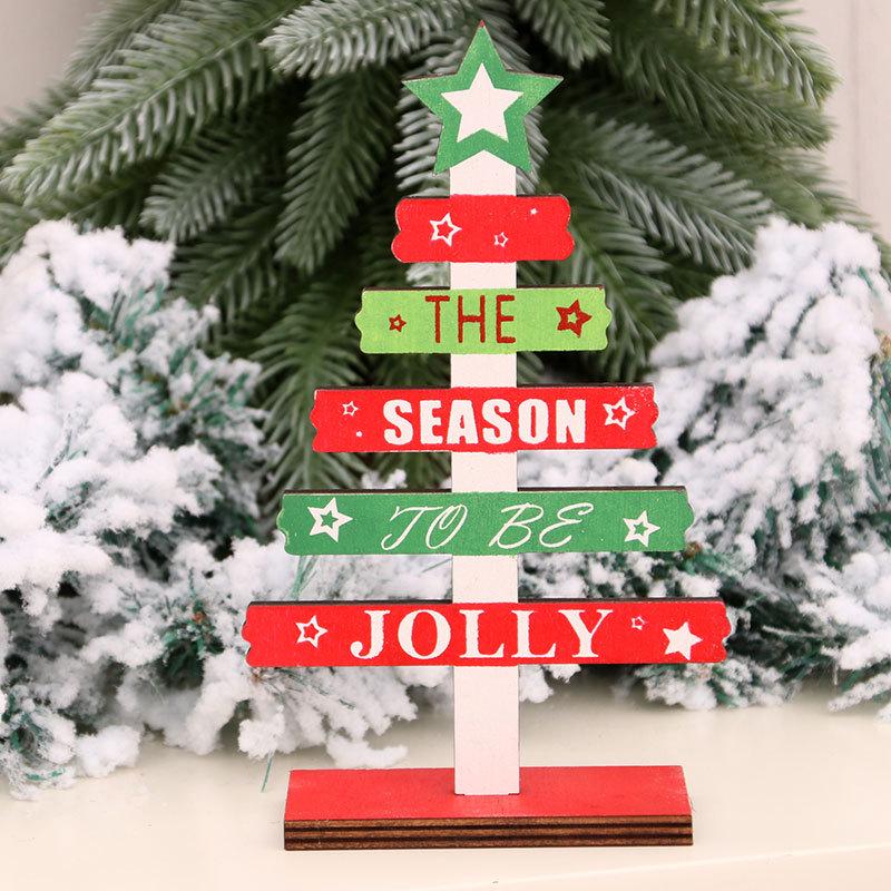 DIY Wooden Christmas Decorations: Mini English Letters Tree Ornaments for Office Desktop