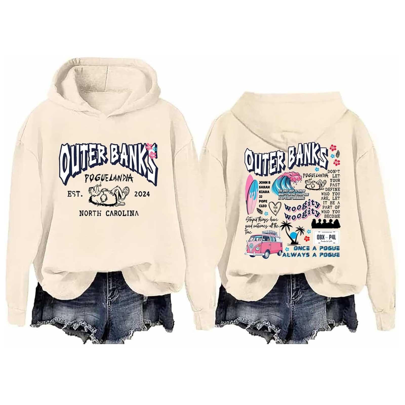 

Однотонна жіноча толстовка з принтом і довгими рукавами з круглим вирізом L бежевий