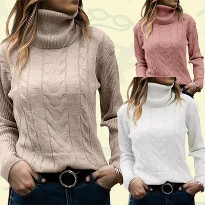 Maglioni da donna a collo alto a maniche lunghe con lavorazione a trecce autunno inverno da donna maglia a collo alto top larghi in maglia pullover maglieria maglione