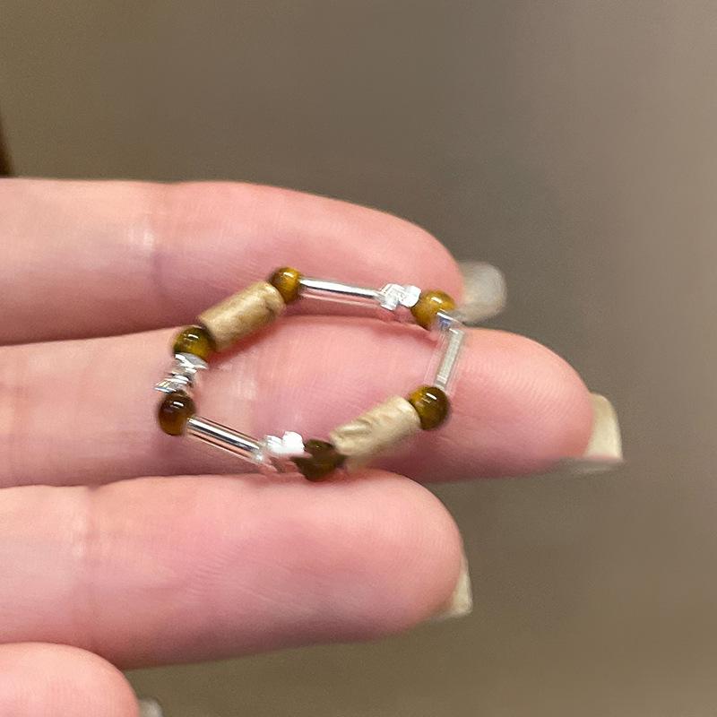 Maillard Vintage Geometric Flower Tiger's Eye Open Ring Simple Index Finger Ring Jewelry