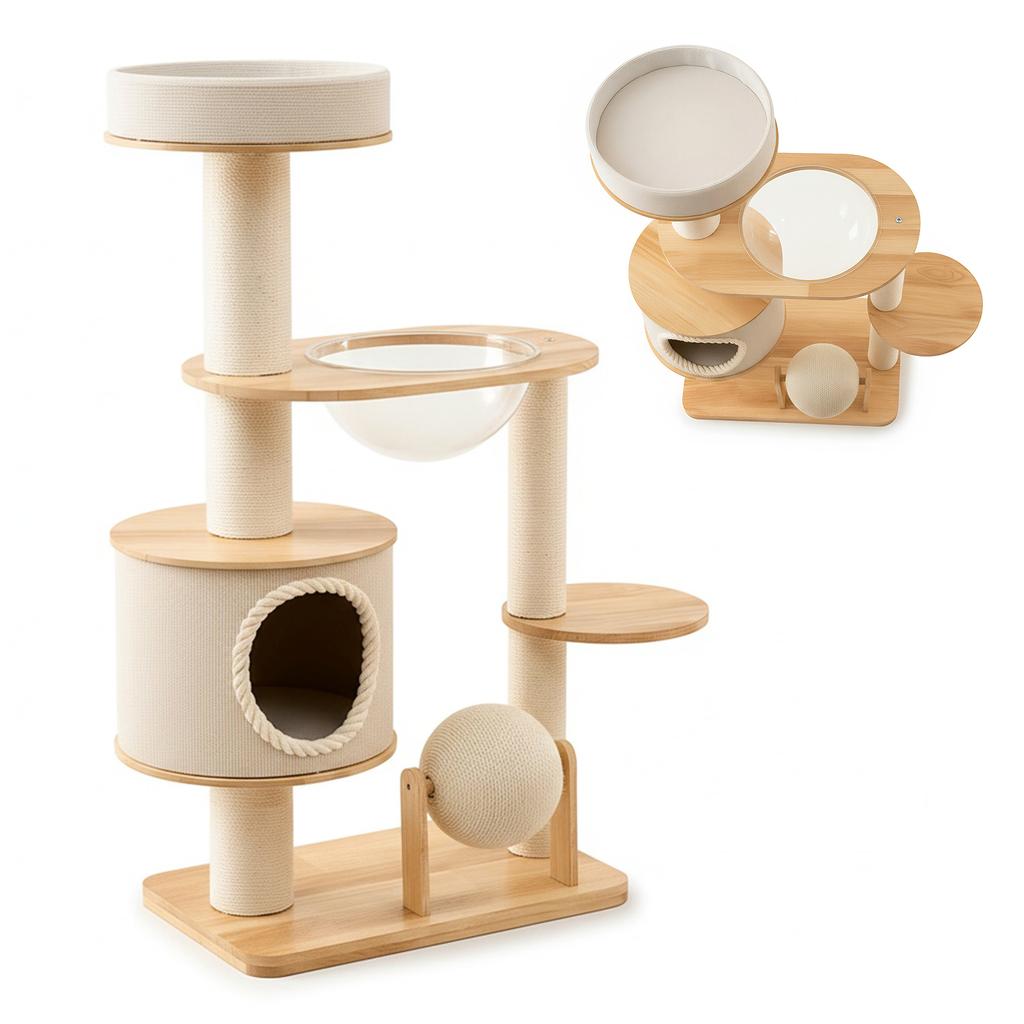 Integrated Cat Nest Jumping Platform Stable Climbing Frame Scratching Post Breathable Cat House Pet Supplies for Multi Cats