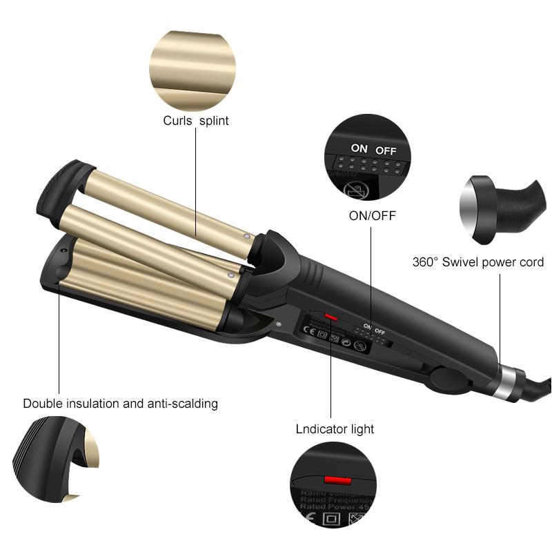 Hair Curler Negative Ions Hair Curling Iron Professioanl Styling Tool Three-Gear Temperature Adjustment 220V KTY