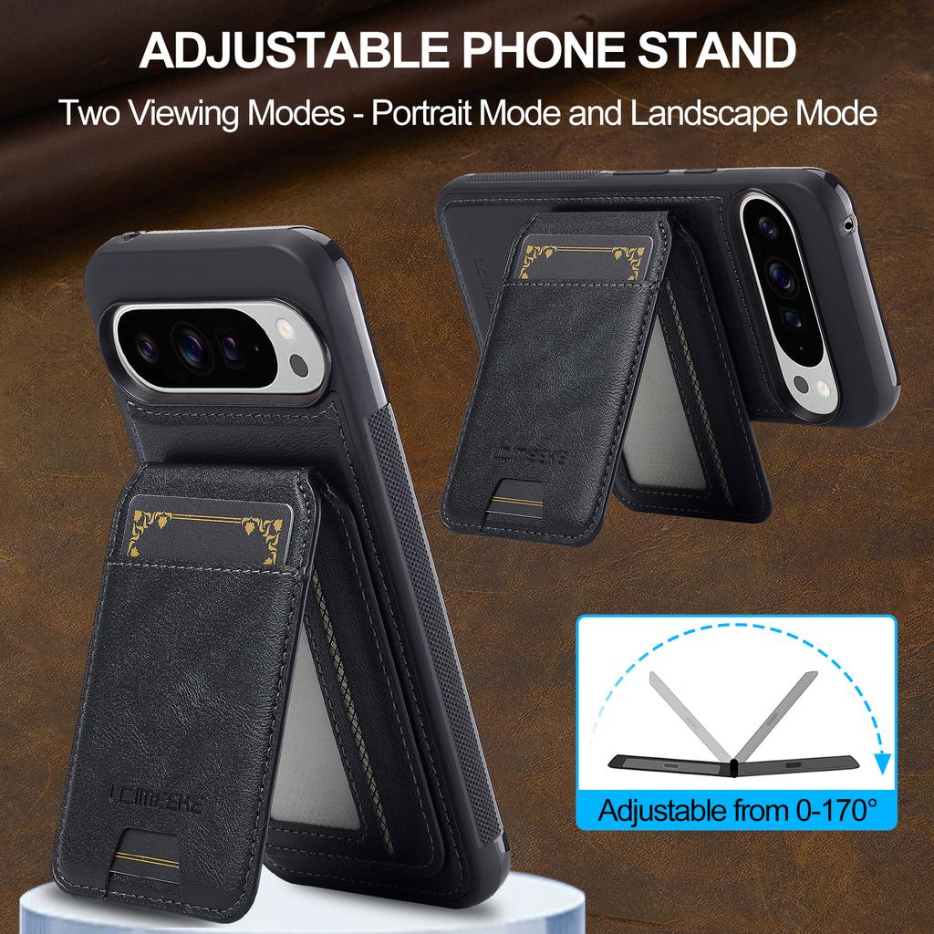 LC.IMEEKE L3 For Google Pixel 10 Pro XL Magnetic Case Detachable Card Holder Leather TPU Mobile Cover