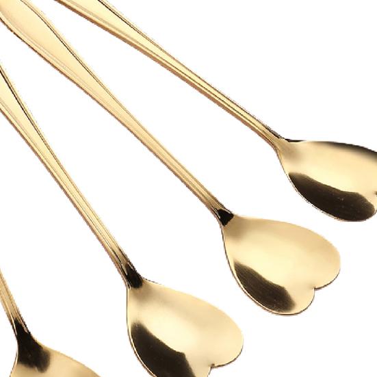 4 ks/sada Krásná lžička na kávu ve tvaru květu Dlouhá rukojeť Ergonomická Nerezová dezertní lžička Domov