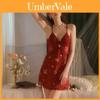 Satin Sleepwear Set For Women With Lace Trim And Deep V Neck For Comfortable Nightwear