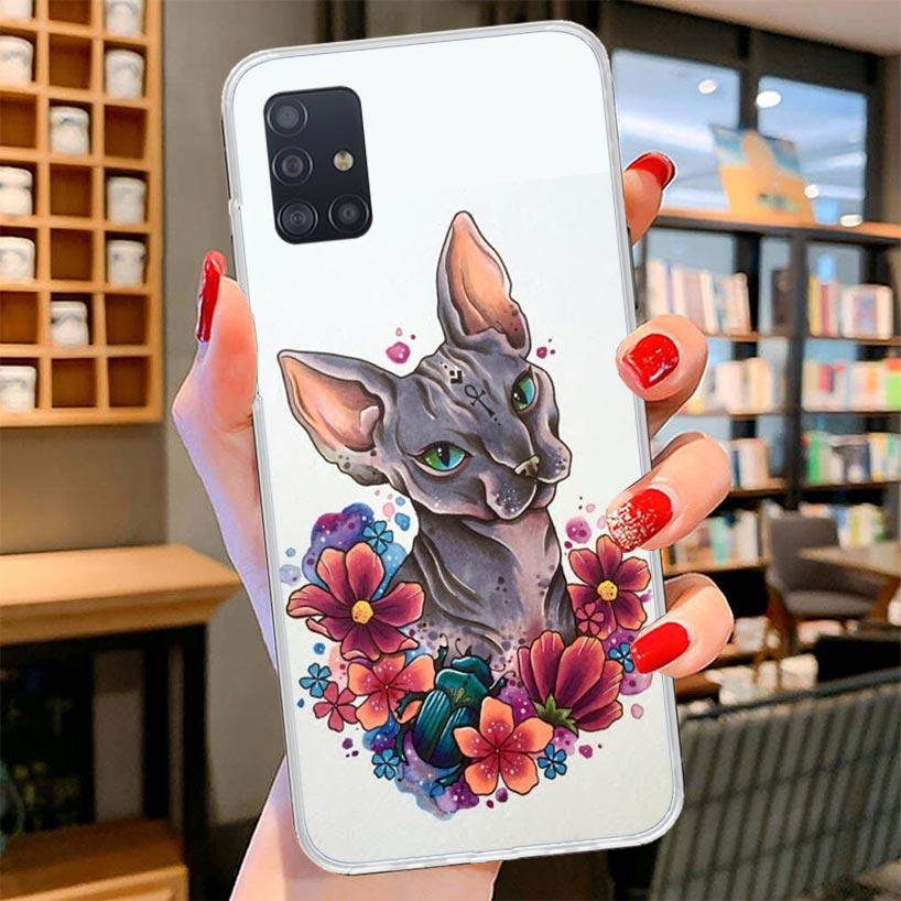 Lavaza Sphynx Sphinx Cat Cover Phone Case For Samsung Galaxy A12 A22 A32 A52 A72 A02S Phone Case Note 20 Ultra 10 S10 Plus A51 A