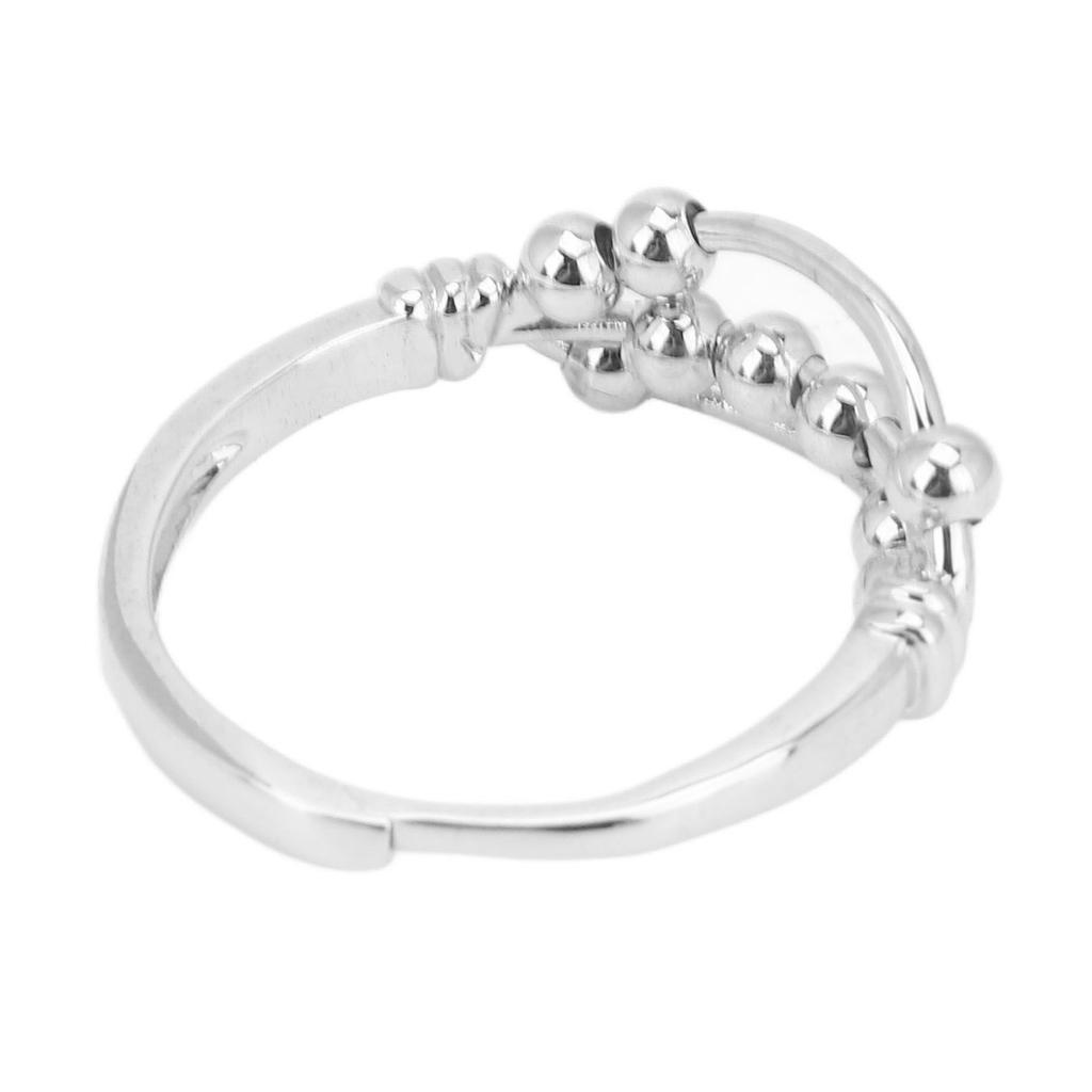 Anxiety Stress Relief Ring Retro Fashionable Elegant 3 Layer Rotating Bead Ring for Office Work Party
